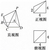 如图是一几何体的直观图,正视图和俯视图.